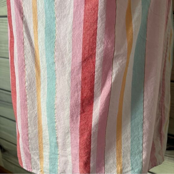 Talbots Pink Colorful Metallic Stripe Square Neck Tank Top - Picture 6 of 10